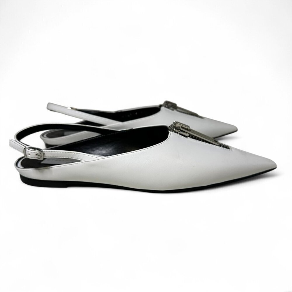 Stella McCartney White Zipit Slingback Flats EU 37 NWOT - Picture 11 of 16